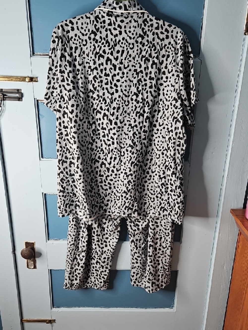 Tugege Leopard Print Short Sleeve Pajama Set - Black on White 12/14 - Picture 6 of 15